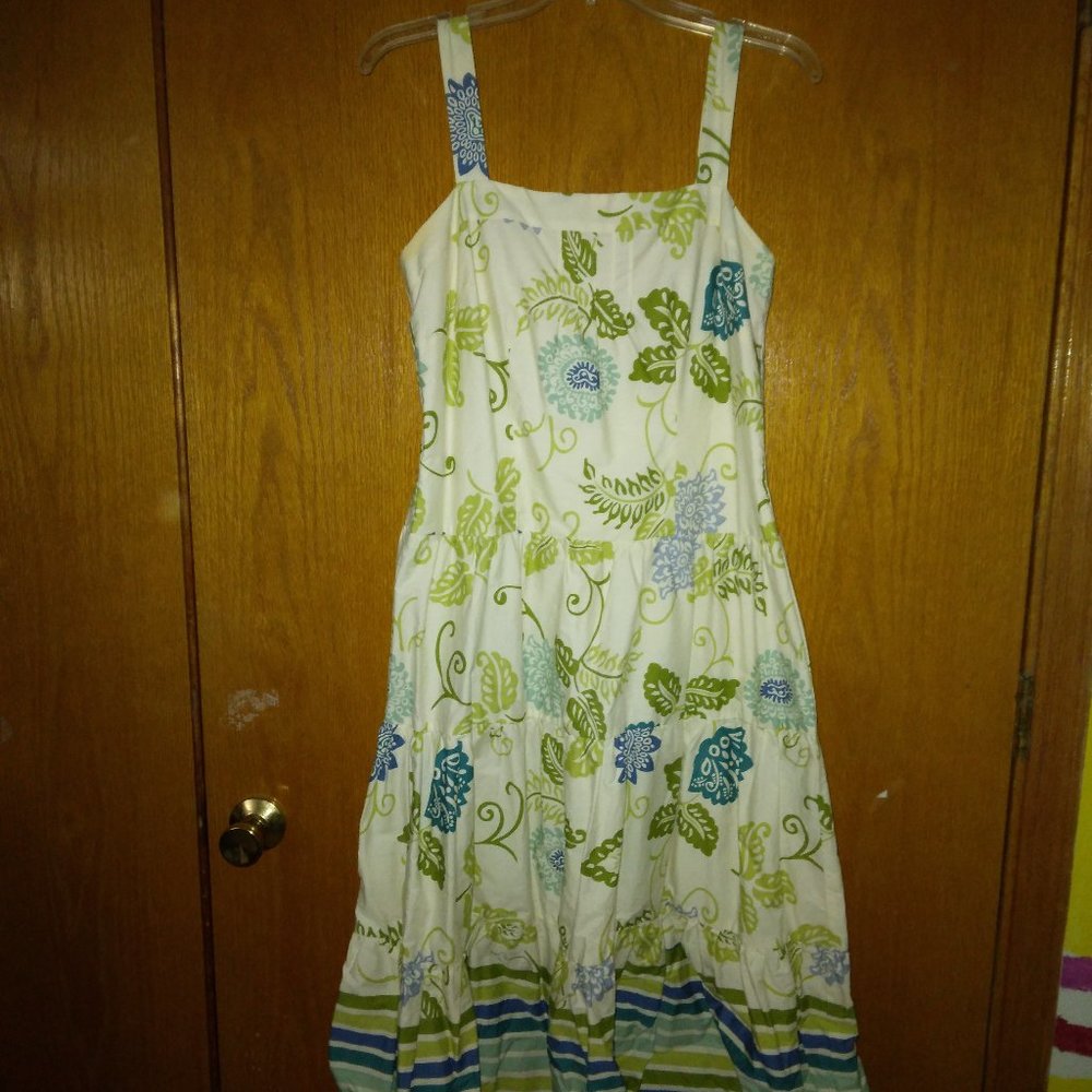 Cream- Blue and Green floral sundress
